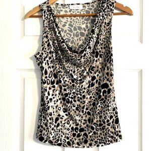 Calvin Klein Sleeveless Animal Print Cowl-Neck Blouse, Size Small